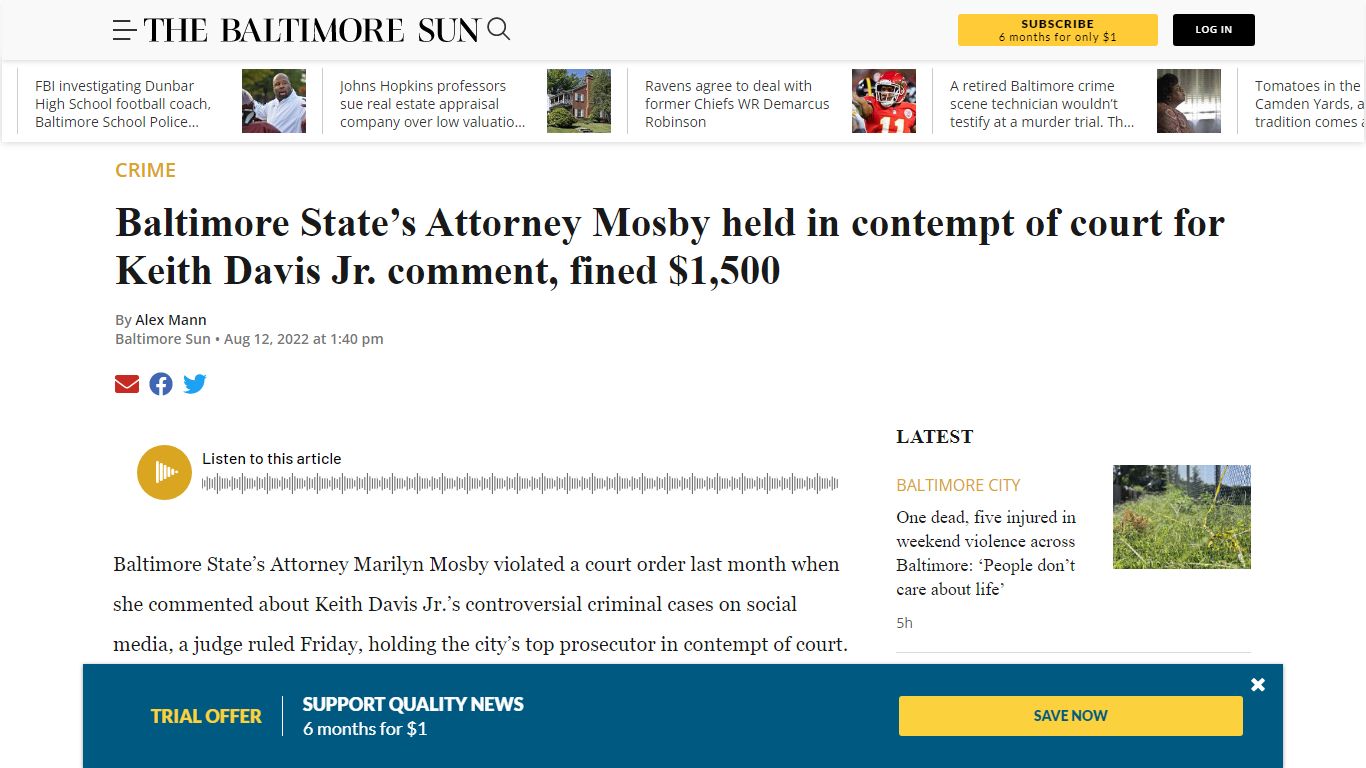 Baltimore State’s Attorney Mosby set for court appearance Friday ...